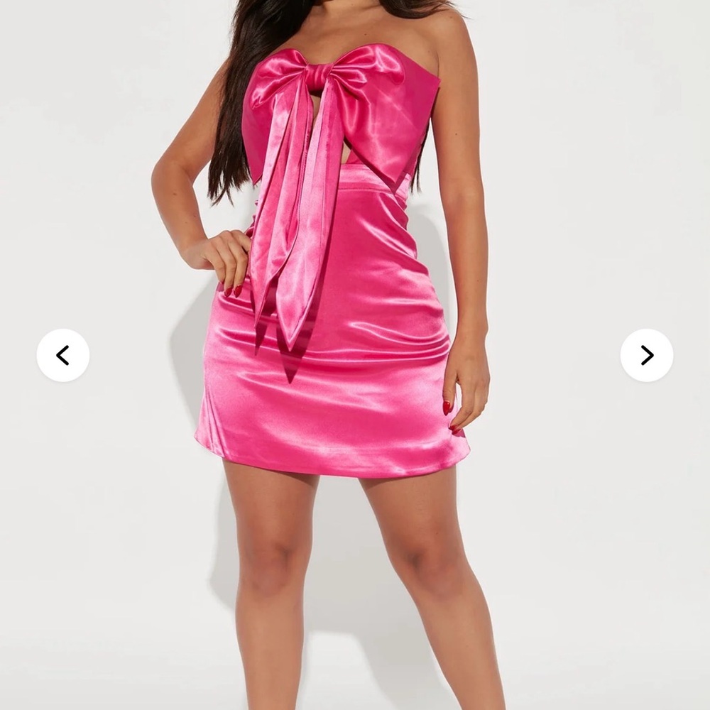 NWT Fashion Nova Pink Satin Bow Dress